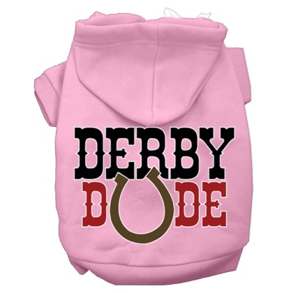 Derby Dude Screen Print Dog Hoodie Light Pink L