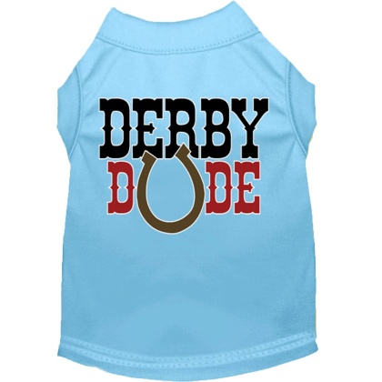 Derby Dude Screen Print Dog Shirt Baby Blue Lg