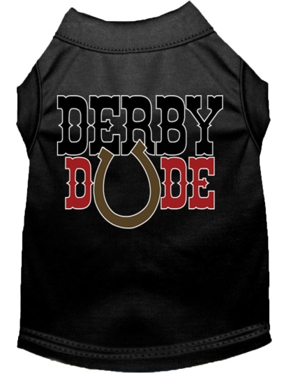 Derby Dude Screen Print Dog Shirt Black Lg