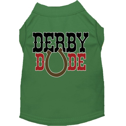 Derby Dude Screen Print Dog Shirt Green Lg