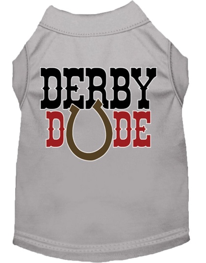 Derby Dude Screen Print Dog Shirt Grey Lg