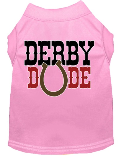 Derby Dude Screen Print Dog Shirt Light Pink Lg