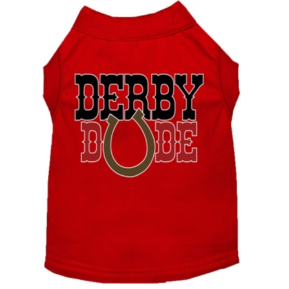 Derby Dude Screen Print Dog Shirt Red Lg