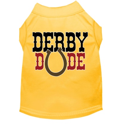 Derby Dude Screen Print Dog Shirt Yellow Lg