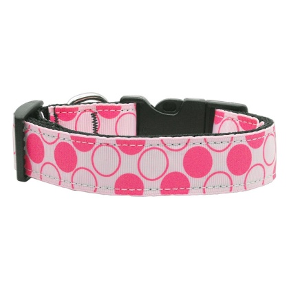 Diagonal Dots Nylon Collar Light Pink Large