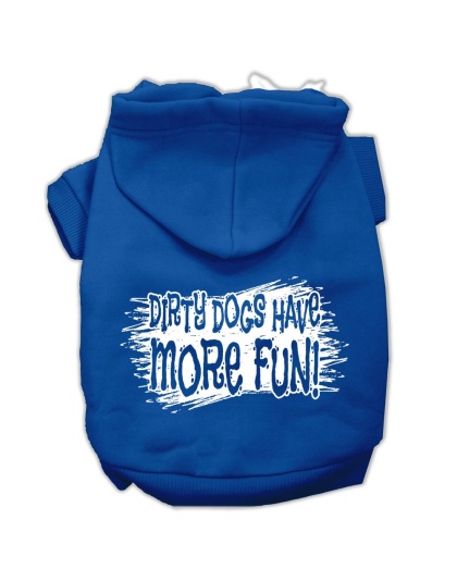 Dirty Dogs Screen Print Pet Hoodies Blue Size Lg