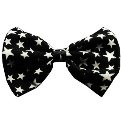 Dog Bow Tie Black and White Stars