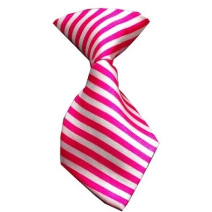 Dog Neck Tie Striped Pink