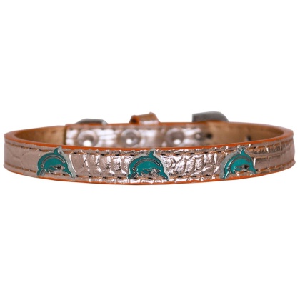 Dolphin Widget Croc Dog Collar Copper Size 10