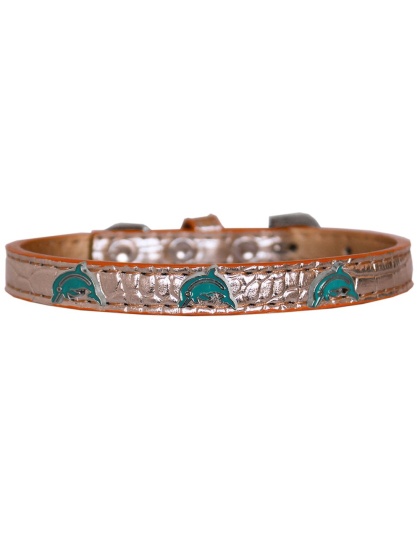 Dolphin Widget Croc Dog Collar Copper Size 10