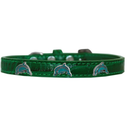 Dolphin Widget Croc Dog Collar Emerald Green Size 10
