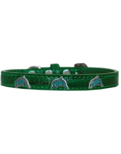 Dolphin Widget Croc Dog Collar Emerald Green Size 10