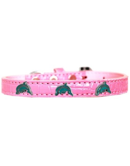 Dolphin Widget Croc Dog Collar Light Pink Size 10