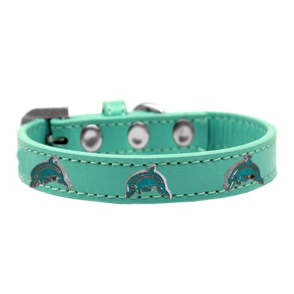 Dolphin Widget Dog Collar Aqua Size 10