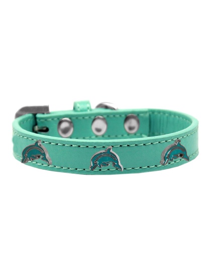 Dolphin Widget Dog Collar Aqua Size 10