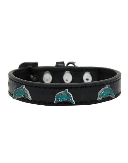 Dolphin Widget Dog Collar Black Size 10