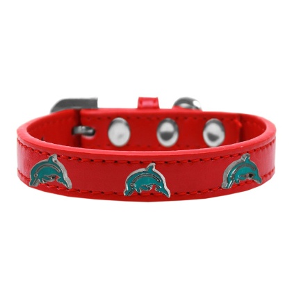 Dolphin Widget Dog Collar Red Size 10