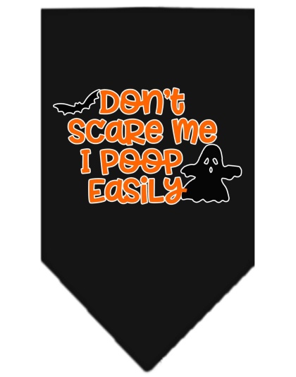 Don't Scare Me, Poops Easily Screen Print Bandana Black Large