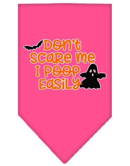 Don't Scare Me, Poops Easily Screen Print Bandana Bright Pink Large