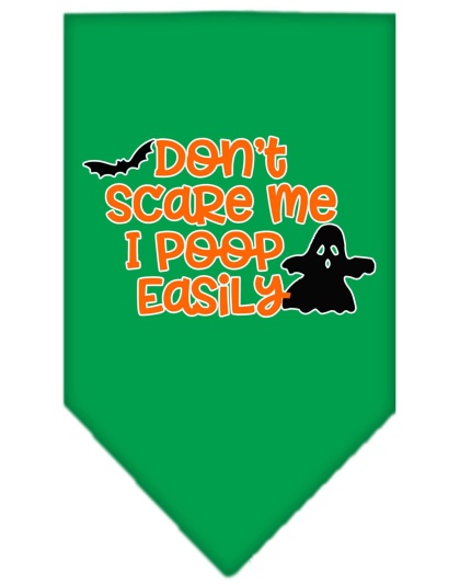 Don't Scare Me, Poops Easily Screen Print Bandana Emerald Green Large