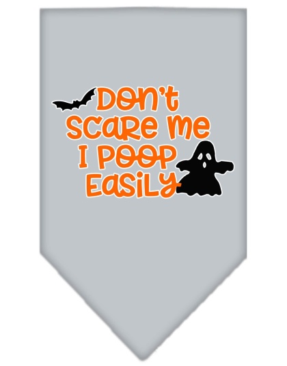 Don't Scare Me, Poops Easily Screen Print Bandana Grey Large
