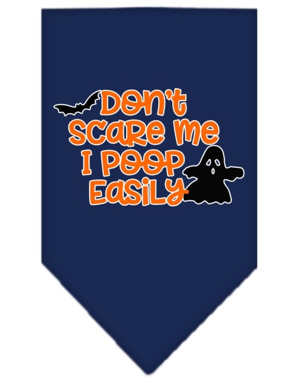 Don't Scare Me, Poops Easily Screen Print Bandana Navy Blue large