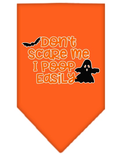 Don't Scare Me, Poops Easily Screen Print Bandana Orange Large