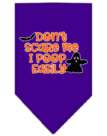 Don't Scare Me, Poops Easily Screen Print Bandana Purple Large