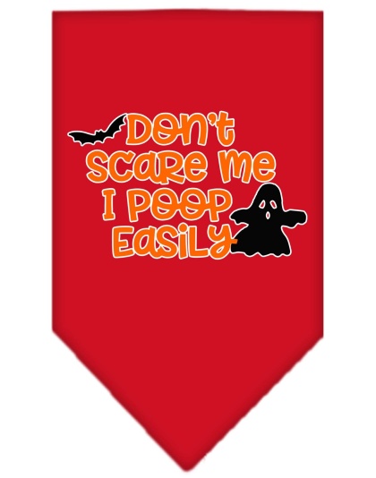 Don't Scare Me, Poops Easily Screen Print Bandana Red Large