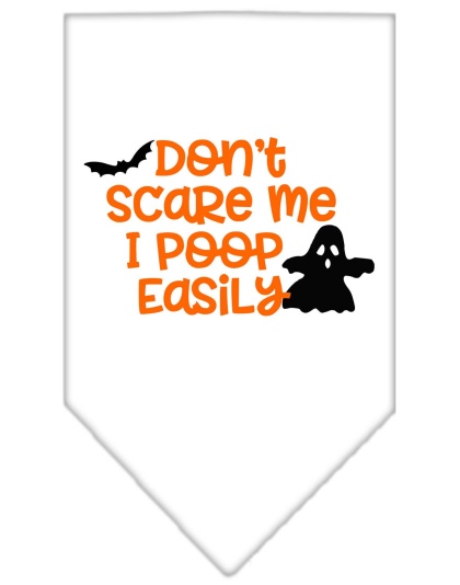 Don't Scare Me, Poops Easily Screen Print Bandana White Large