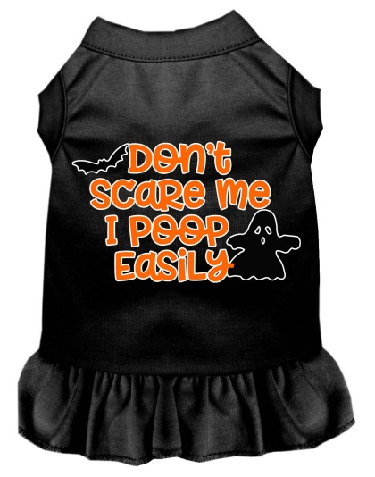 Don't Scare Me, Poops Easily Screen Print Dog Dress Black 4X