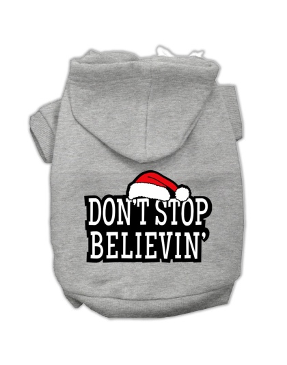 Don't Stop Believin' Screenprint Pet Hoodies Grey Size L