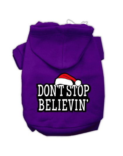 Don't Stop Believin' Screenprint Pet Hoodies Purple Size L