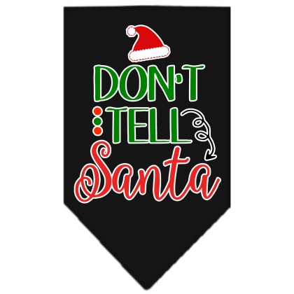 Don't Tell Santa Screen Print Bandana Black Large