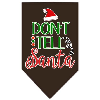 Don't Tell Santa Screen Print Bandana Cocoa Large