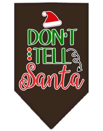 Don't Tell Santa Screen Print Bandana Cocoa Large