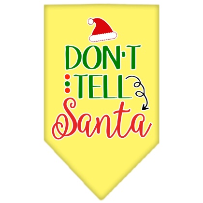 Don't Tell Santa Screen Print Bandana Yellow Large