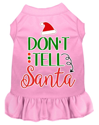 Don't Tell Santa Screen Print Dog Dress Light Pink 4X