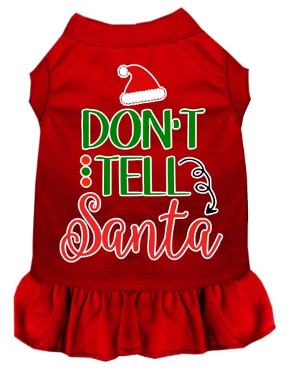 Don't Tell Santa Screen Print Dog Dress Red 4X