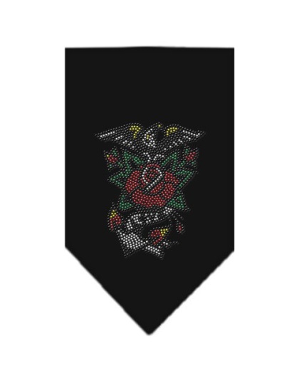 Eagle Rose Rhinestone Bandana Black Large