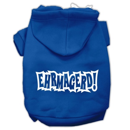 Ehrmagerd Screen Print Pet Hoodies Blue Size Lg