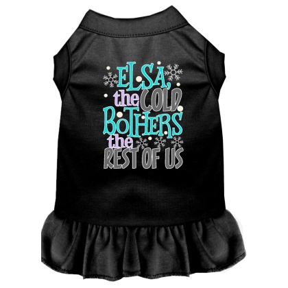 Elsa, the Cold Screen Print Dog Dress Black 4X