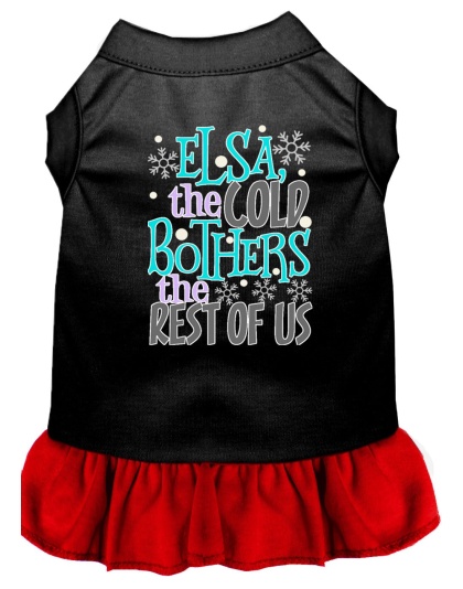 Elsa, the Cold Screen Print Dog Dress Black with Red Lg