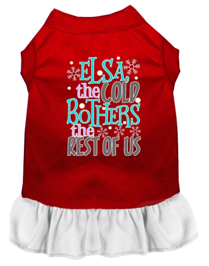 Elsa, the Cold Screen Print Dog Dress Red with White Lg