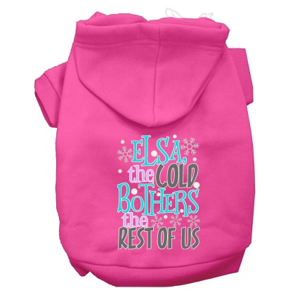 Elsa, the Cold Screen Print Dog Hoodie Bright Pink L