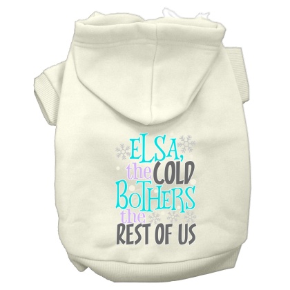 Elsa, the Cold Screen Print Dog Hoodie Cream L