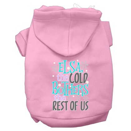 Elsa, the Cold Screen Print Dog Hoodie Light Pink L