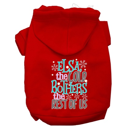 Elsa, the Cold Screen Print Dog Hoodie Red L