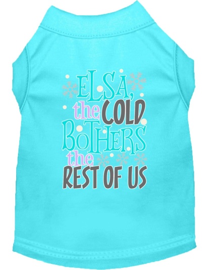 Elsa, the Cold Screen Print Dog Shirt Aqua Lg