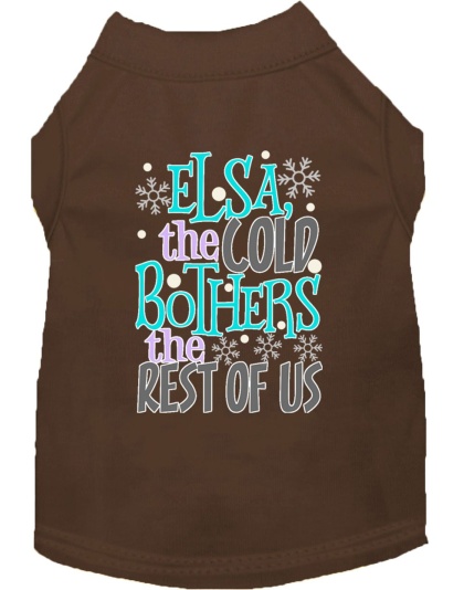 Elsa, the Cold Screen Print Dog Shirt Brown Lg